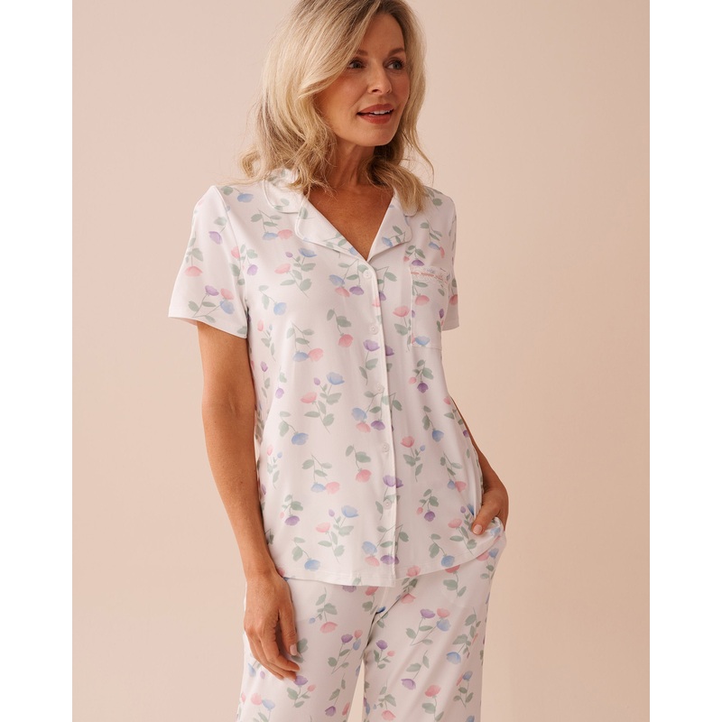 Tulip Print Super Soft Button-Down Shirt