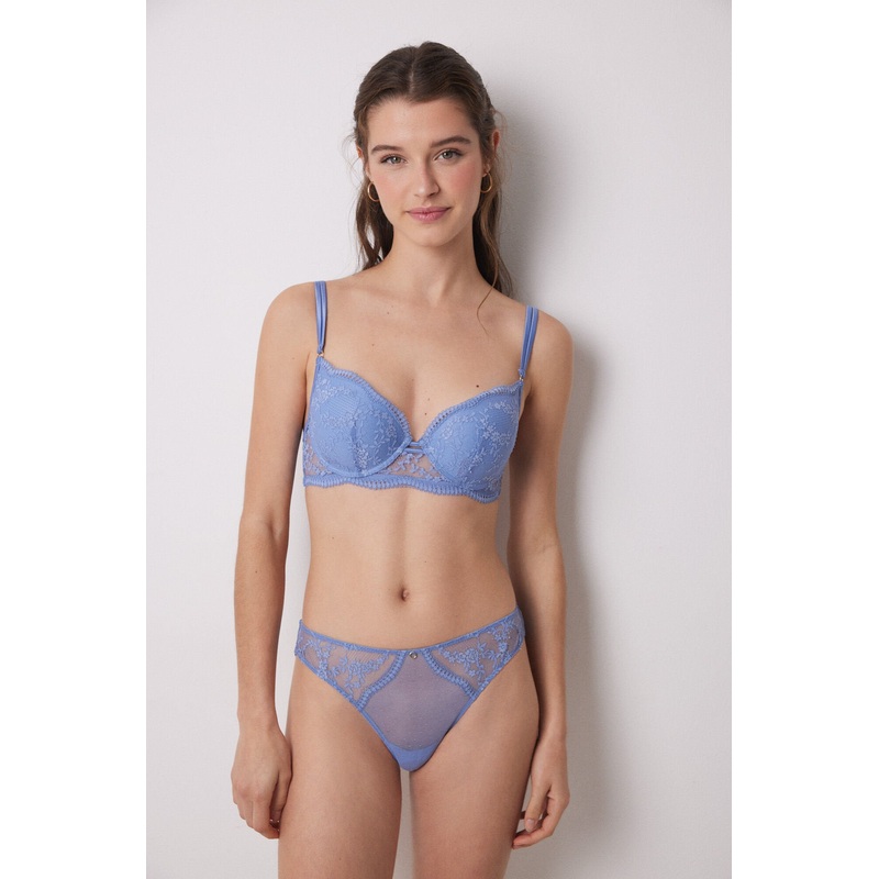 Classic Lace and Blue Tulle Panties