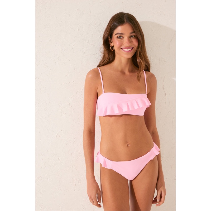 Classic Pink Ruffled Bikini Bottoms
