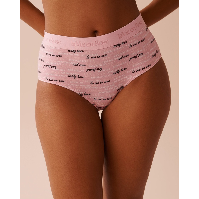 Cotton and Logo Elastic Band High Waist Bikini Pan