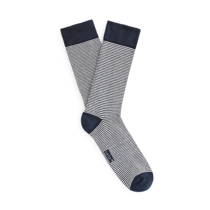 Cotton Knee High Socks - Navy
