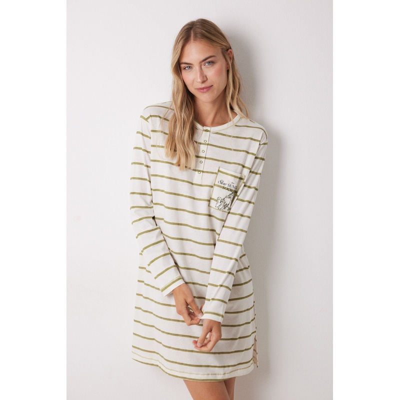 Garfield Striped Cotton Nightgown
