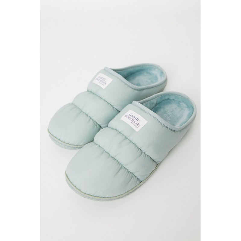 Green Padded Nylon House Slippers