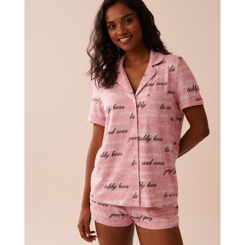 Heart and Letter Print Button-Down