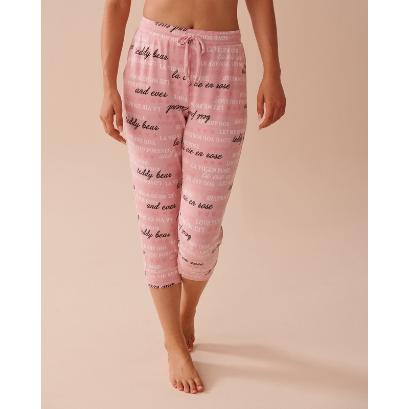 Heart and Letter Print Capris