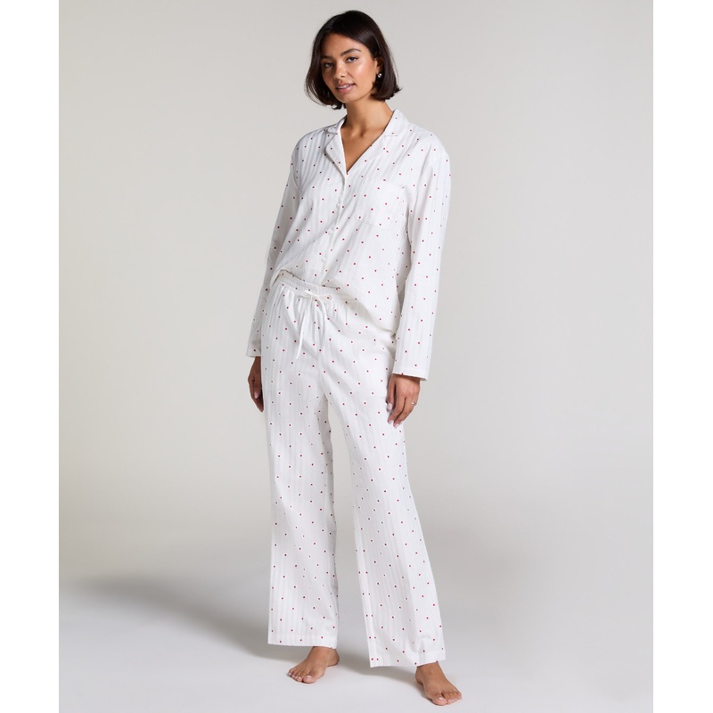 Jacquard Hearts Regular Pyjama Bottoms - White