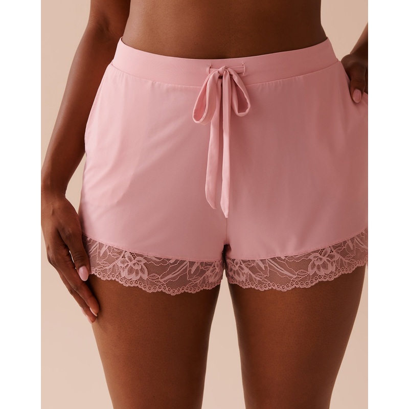 Lace Trim Microfiber Shorts