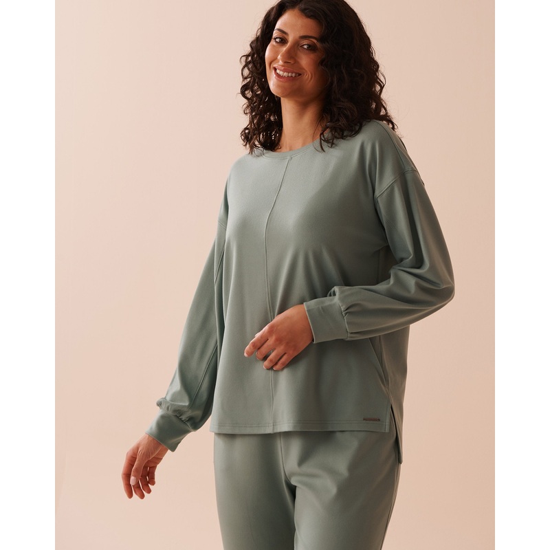Lightly Ribbed Crew Neck Sweatshirt