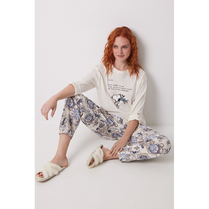 Long Carrot Trouser 100% Cotton Flowers