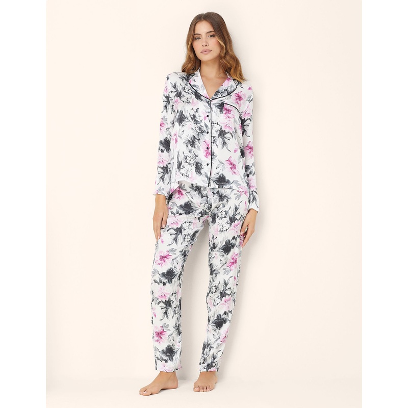 Long Open Viscose Satin Pajama Cecile