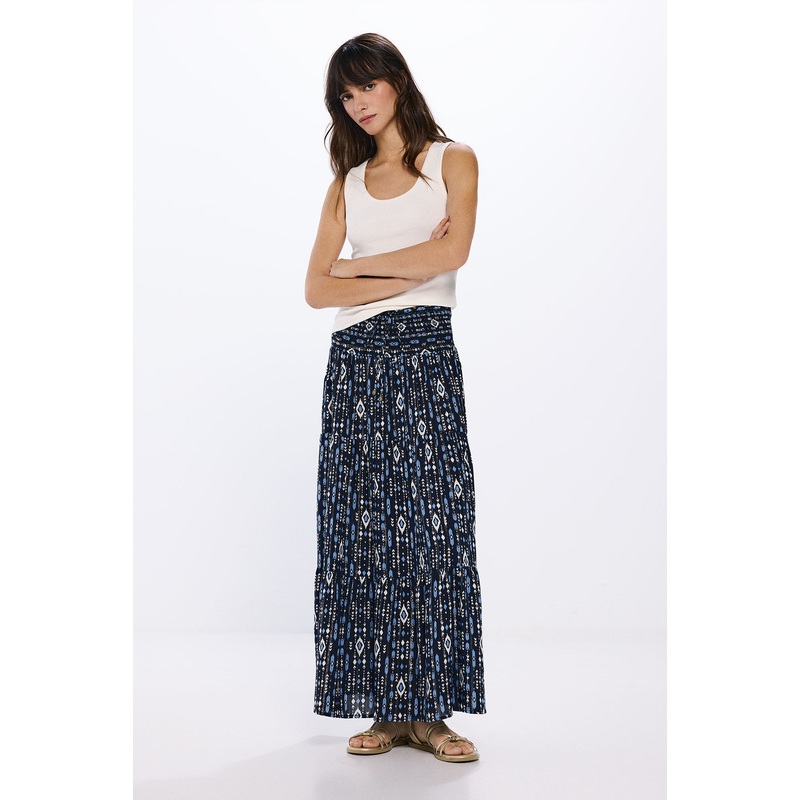 Midi Skirt with Elastic Waist