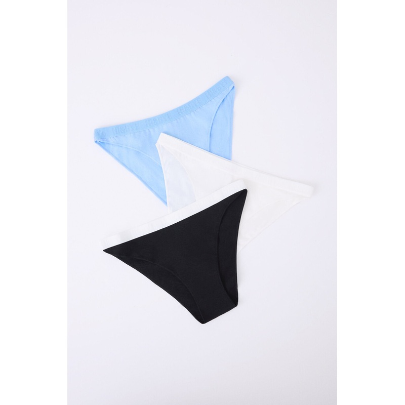 Pack of 3 Classic Panties in White, Black, Blue