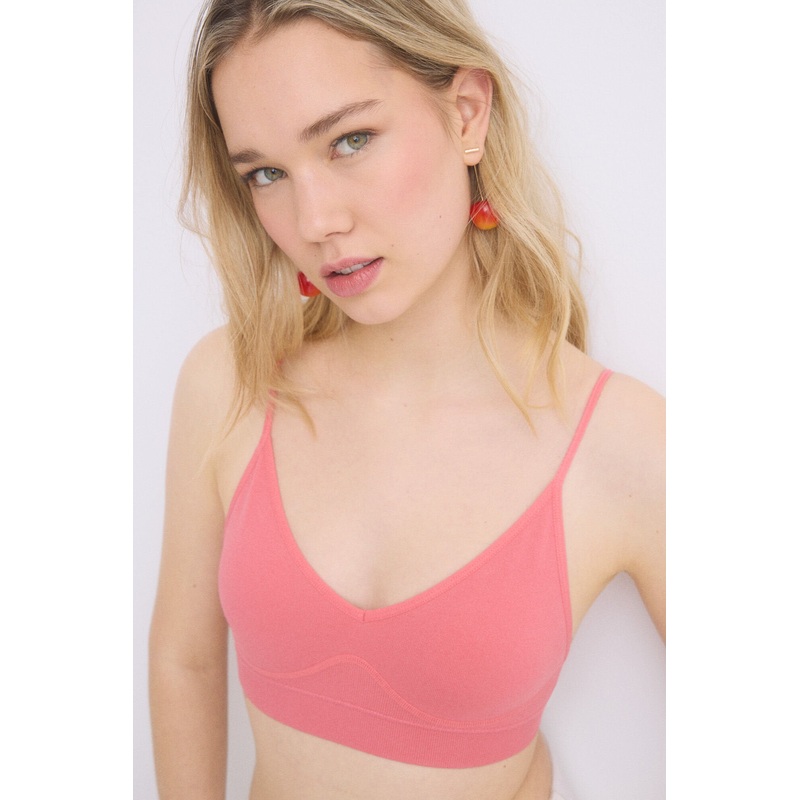Pink Padding Bra Top with Removable Cups