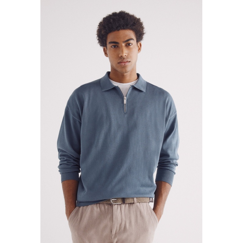 Polo Shirt Neck Zip Fastening Jersey
