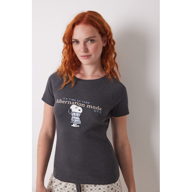 Snoopy Ribbed Short Sleeve T-Shirt