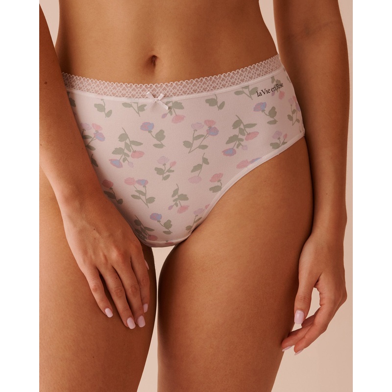 Super Soft Lace Trim High Waist Bikini Panty
