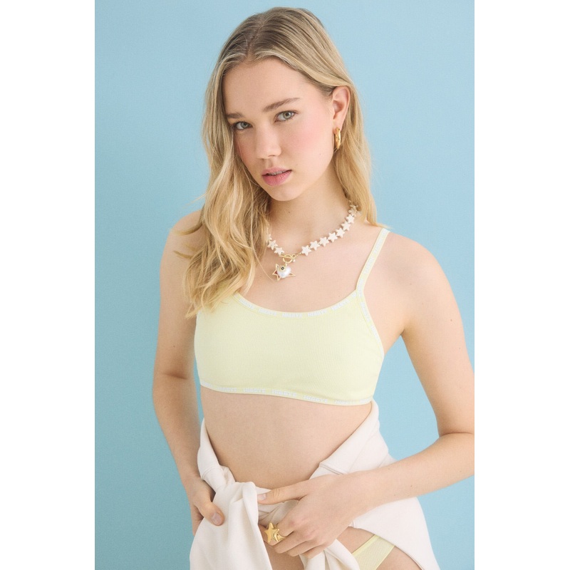 Triangle Bra Cotton Removable Cups Yellow