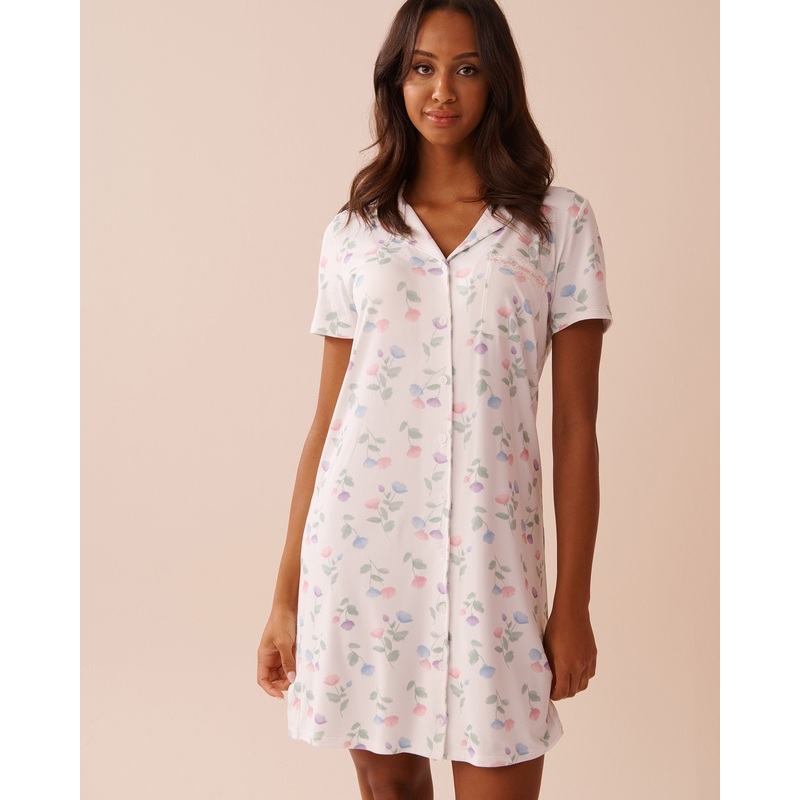 Tulip Print Super Soft Button-Down Sleepshirt