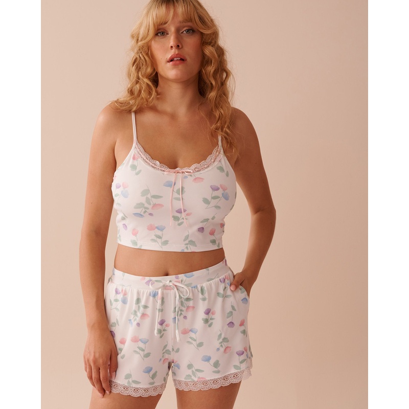 Tulip Print Super Soft Crop Cami