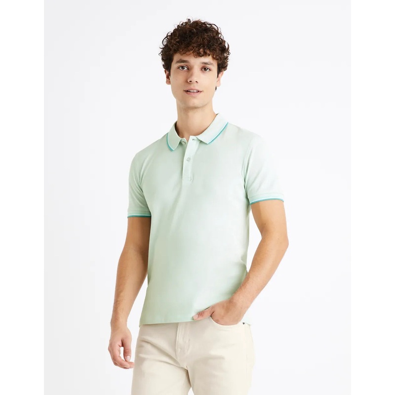 Cotton Elastane Piqu Polo Shirt - Green