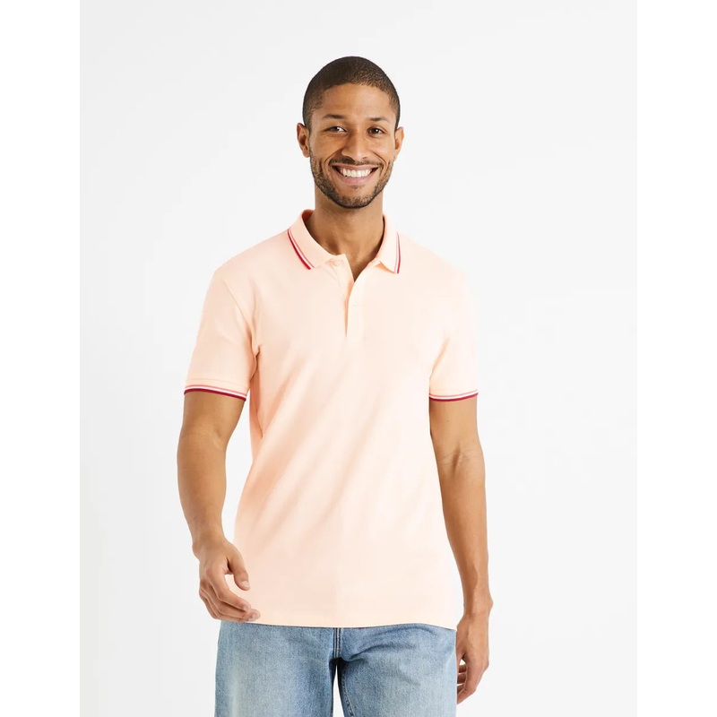 Cotton Elastane Piqu Polo Shirt - Pink