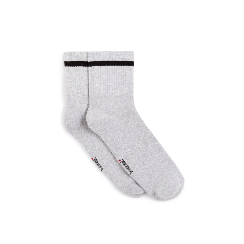 Cotton Mid-Cut Sports Socks - Light Grey
