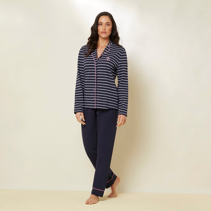 Midnight Blue Long Sleeve Shirt Pajama Set