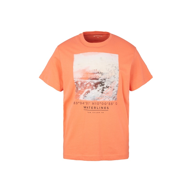 Orange Short Sleeve Graphic Crew Neck T-Shirt