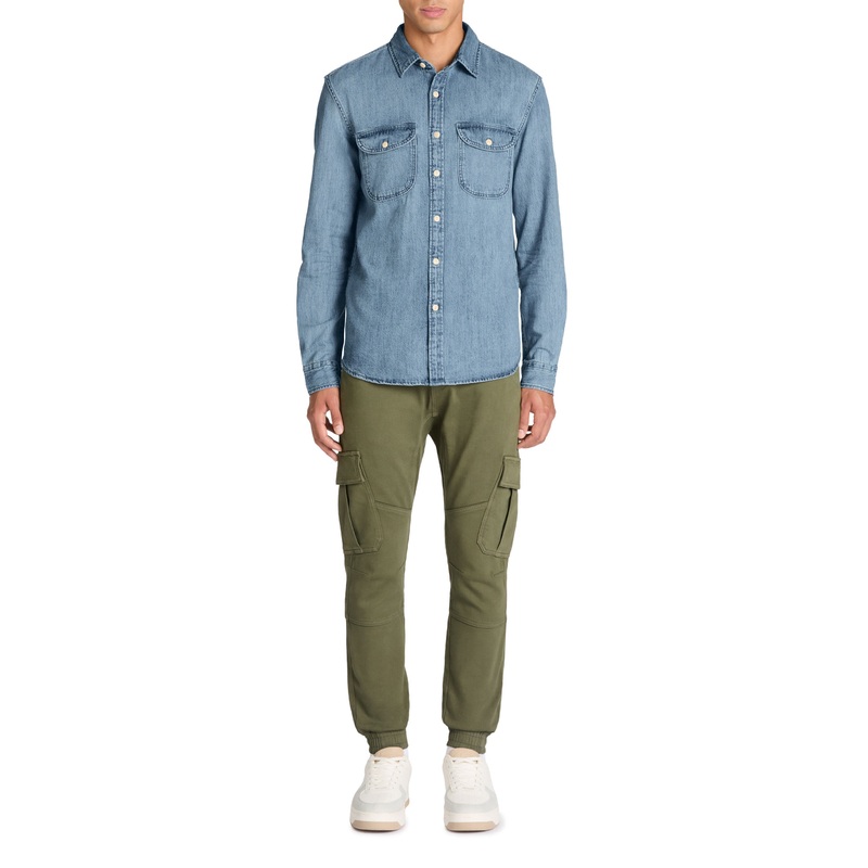Slim Stretch Cotton Cargo Pants - Khaki