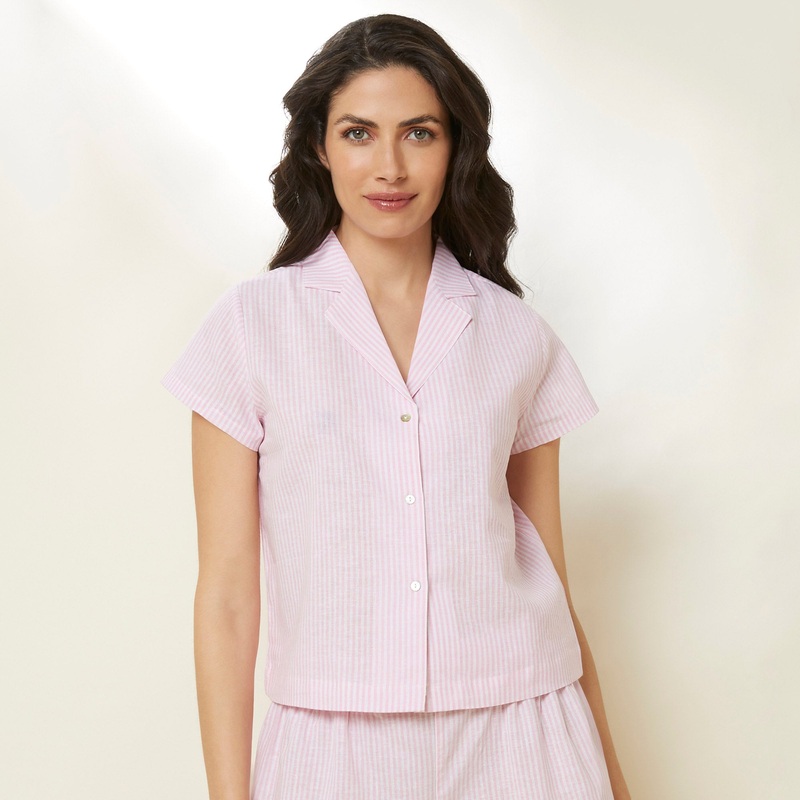 Striped Shirt and Shorts Pajama Set