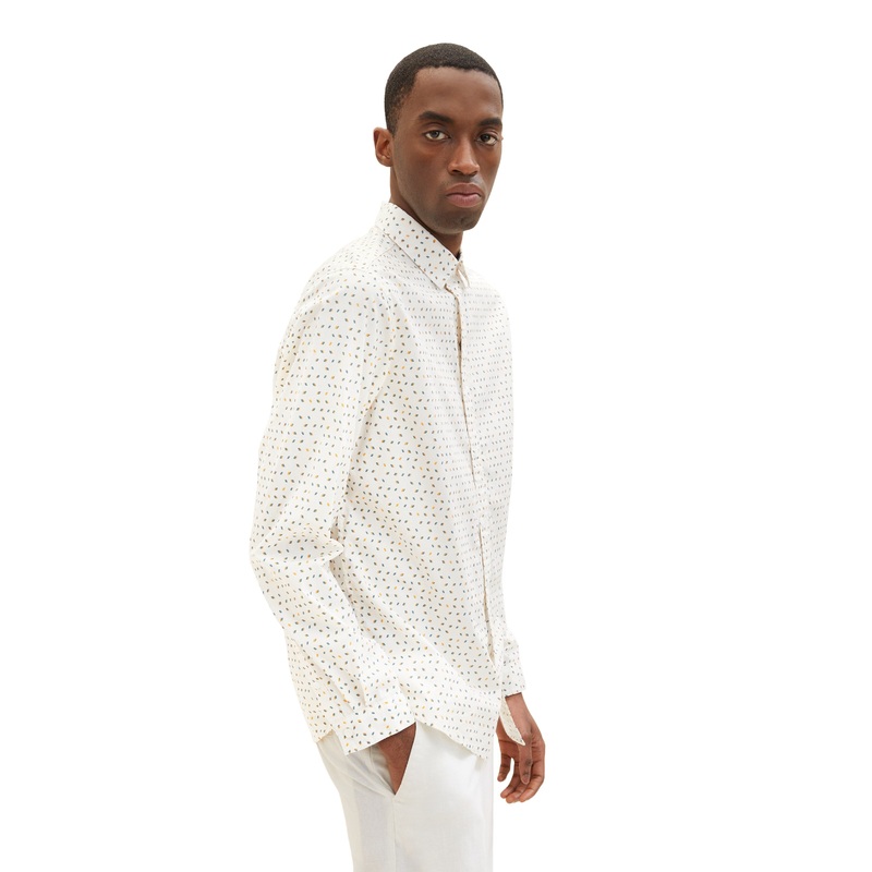 White All-Over Print Long Sleeve Shirt