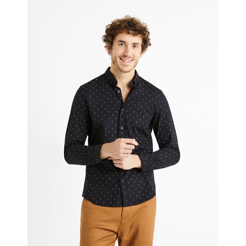 100% Cotton Slim-Fit Shirt - Black