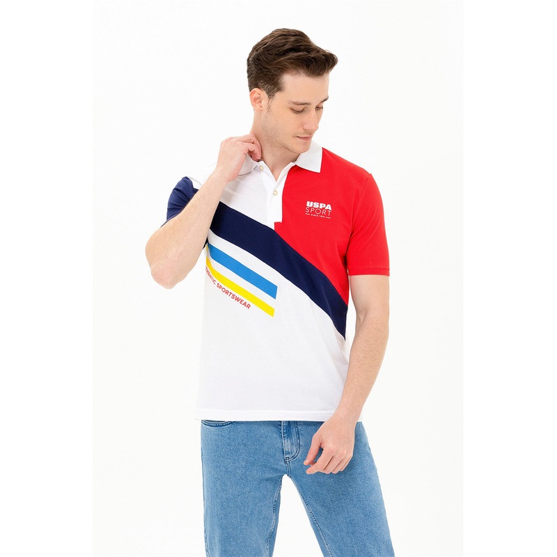 Multi-Color Color Block Short Sleeve Polo Shirt
