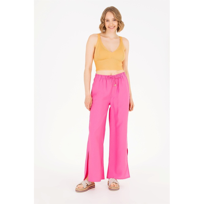 Pink Wide Leg Palazzo Trouser With Side Slits