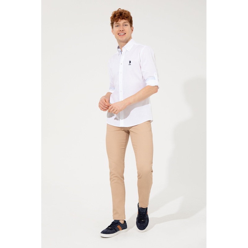 Slim Fit Sand Chinos