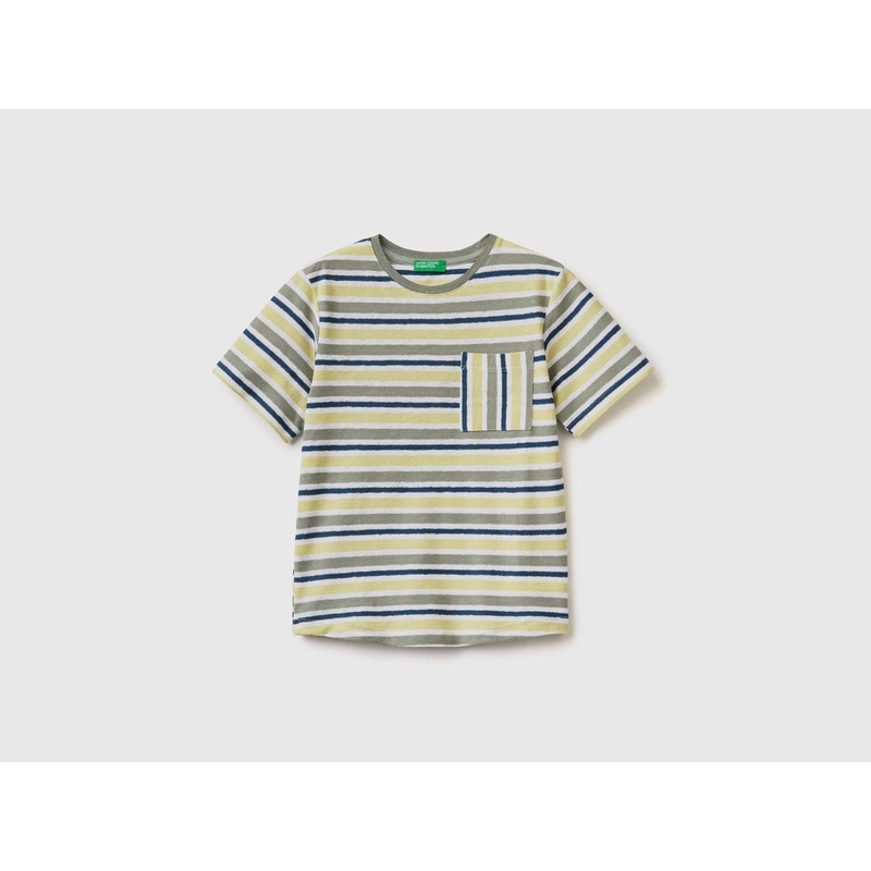Striped T-Shirt In Linen Blend