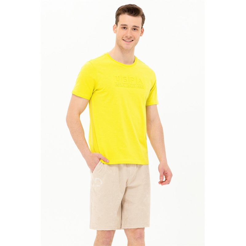 Yellow Round Neck Short Sleeve T-Shirt