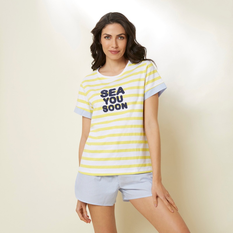 Printed T-Shirt and Shorts Pajama Set