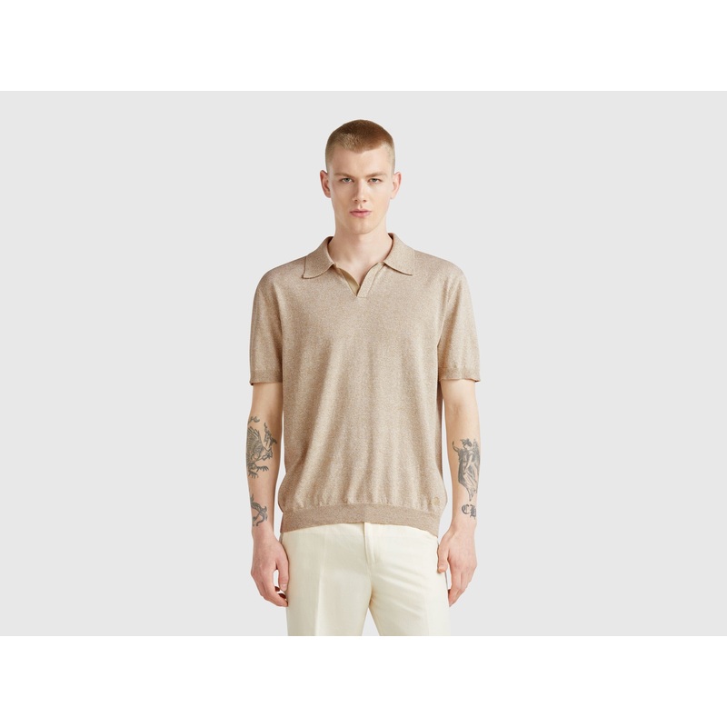 Short Sleeve Polo in Cotton Blend