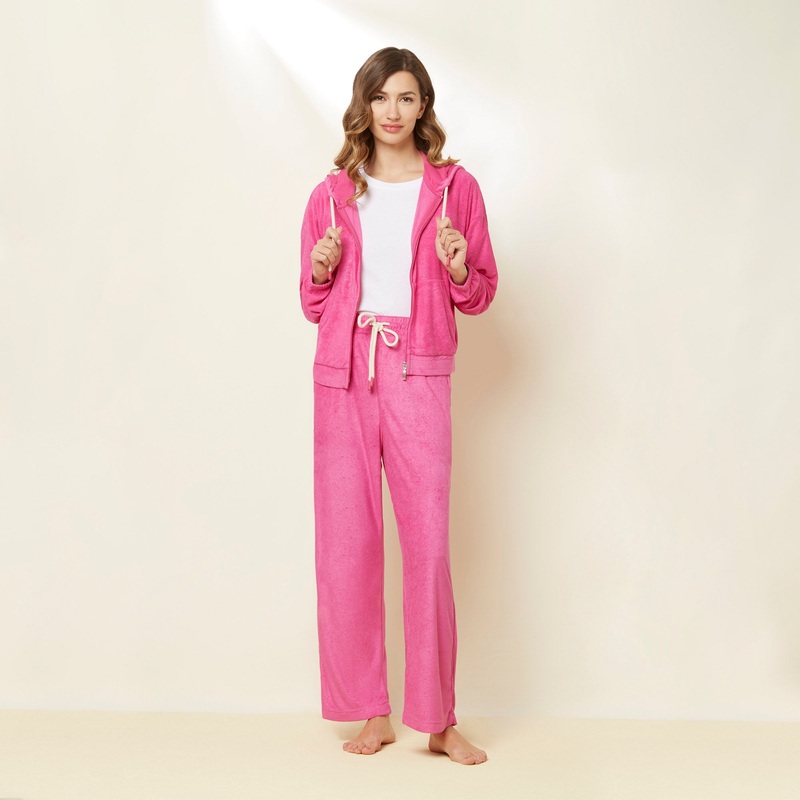 Wide Leg Fuchsia Slip-On Trousers